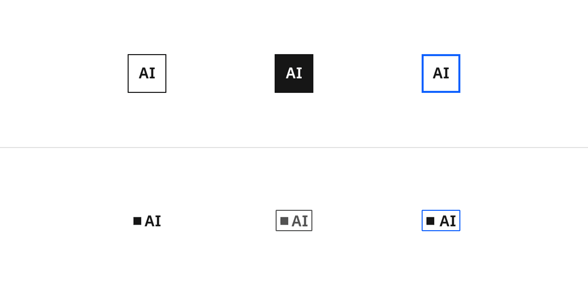 AI labels shown in their three states